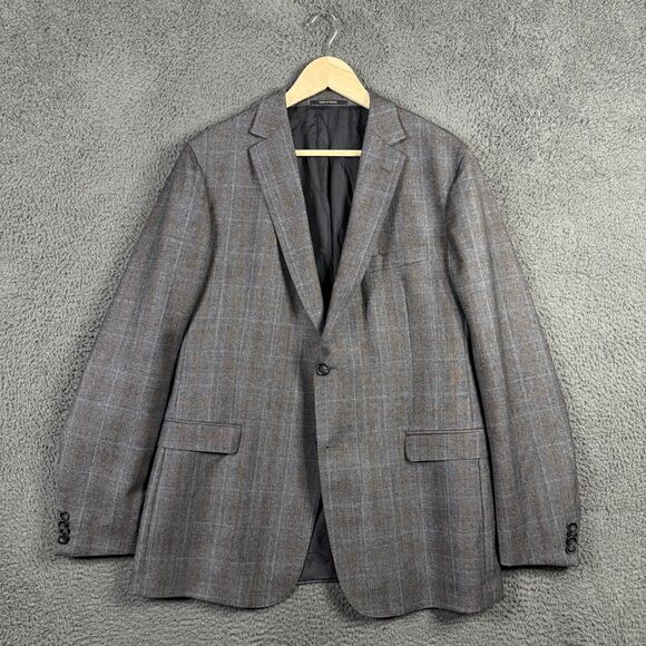 Z Zegna Blazer Mens 46R Gray Plaid Sport Coat Single Breasted Wool Formal